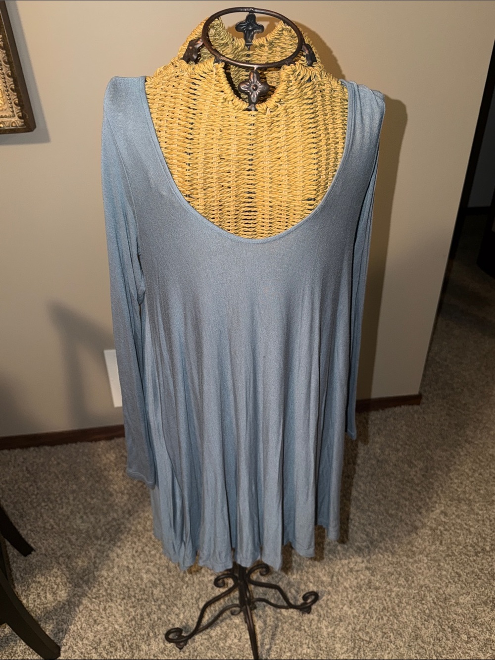 Light Blue Long Sleeve Swing Dress